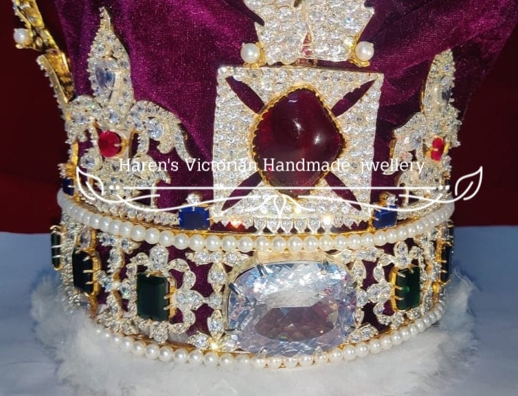 Imperial State Crown Replica - CZ Zircon Sapphire Brass Crown