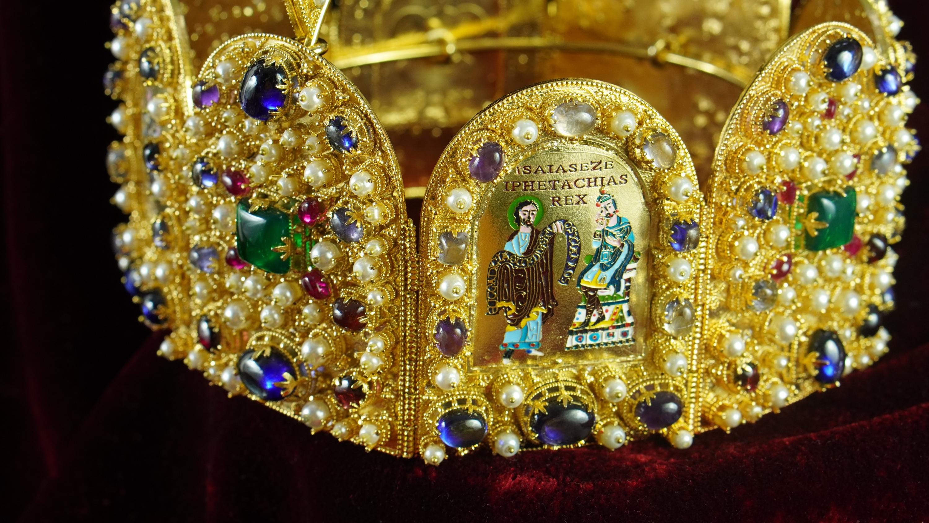 Holy Roman Emperor Imperial Crown Replica in Brass and Gemstone Enamel ...