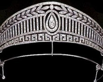 Vintage inspired 925 sterling Silver CZ zircon The princess of purssia tiara Queen Sophia's tiara, princess of Asturias wedding tiara bridal