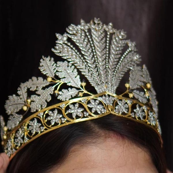 Vintage 925 silver  Princess Victoria's  The Napoleonic cut steel Tiara Crown parure crown for her