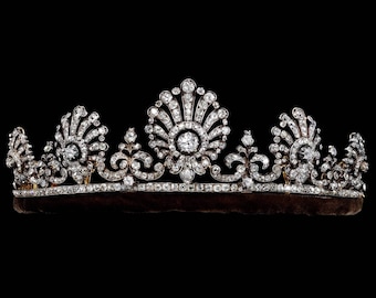 Vintage style rose cut diamond 925 silver European Aristocracy tiara bridal tiara wedding Tiara