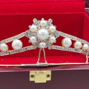 Antique 9.35 Rose diamond pearl antique victorian look 925 silver necklace tiara) wedding tiara/bridal tiara