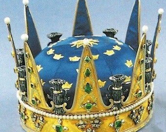 The Sweden prince  crown , The crown of prince Carls in  925 sterling silver cubic zircon pearl and blue enamel