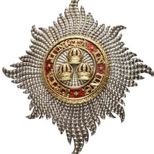Vintage Inspired 925 Sterling Silver Red Enamel British Royal Order of Bath Badge Brooch - Elegant Royal Jewelry