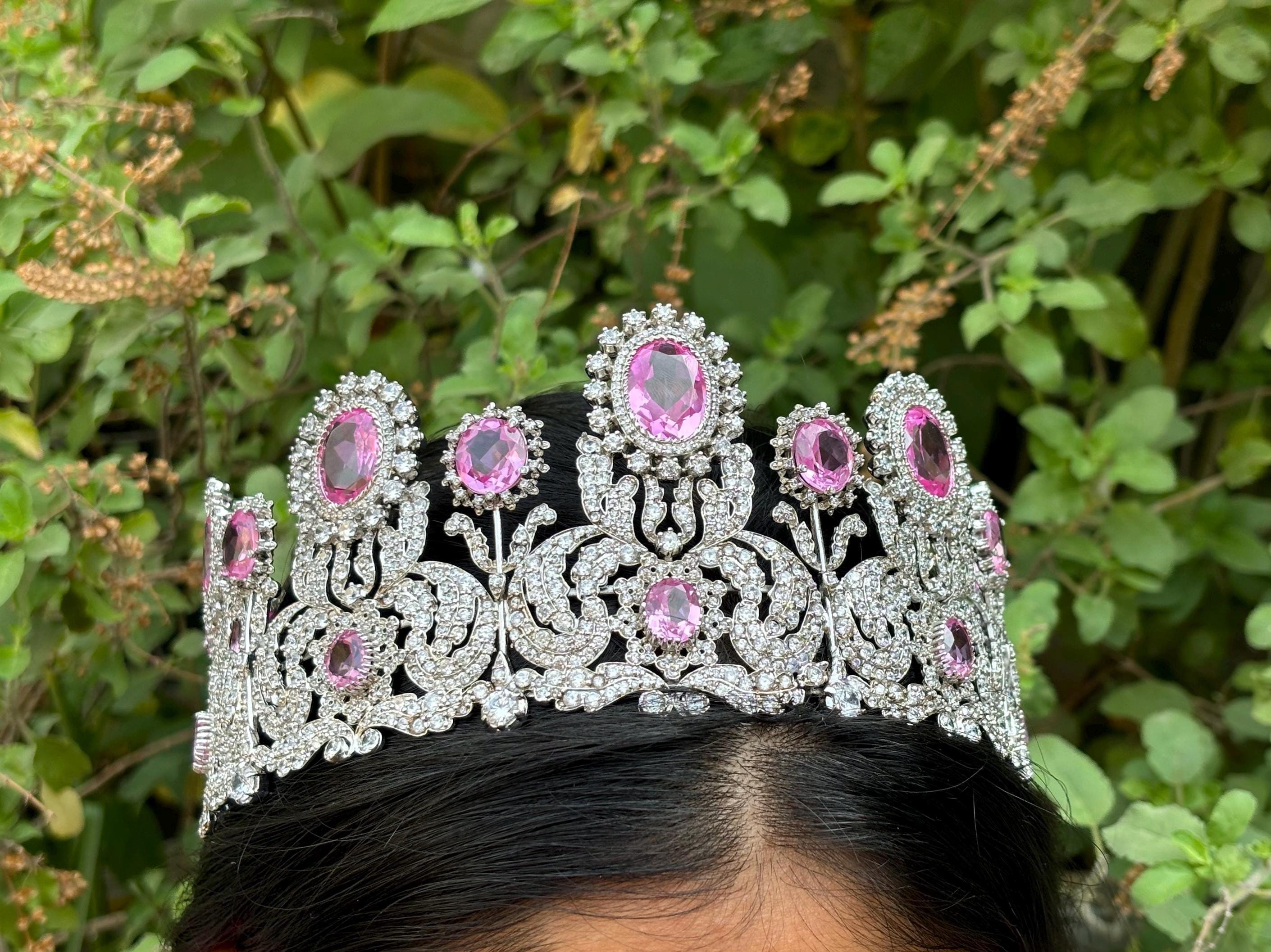 Wurttemberg Tiara Replica Pink Topaz CZ Diamond 925 Sterling
