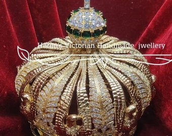 Reproducción vintage Cubic Zirconia 925 plata de ley Princesa Eugenia Corona / corona real / Corona real de Francia