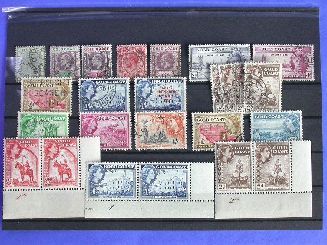 BRITISH GOLD COAST ghana A Stock Card of Various Mint and Used Stamps ...