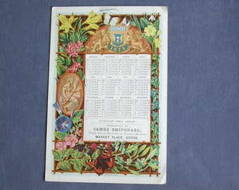 Original 1874 Hanging Card Calendar