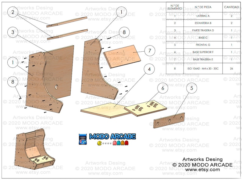Complete Bar Top Arcade Template Plans machine images Etsy