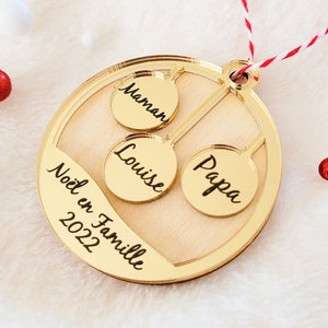 Personalized 2023 Christmas ornament "Family Christmas" with engraved first name. - Christmas birth gift idea - Tree decoration made in France