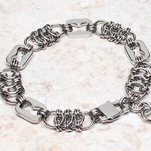 HOURGLASS Chain Maille Bracelet, Stainless Steel Jump Rings, Rectangle Lobster Clasp, Rectangle Links, Gift for Him, Gift for Her, Unisex