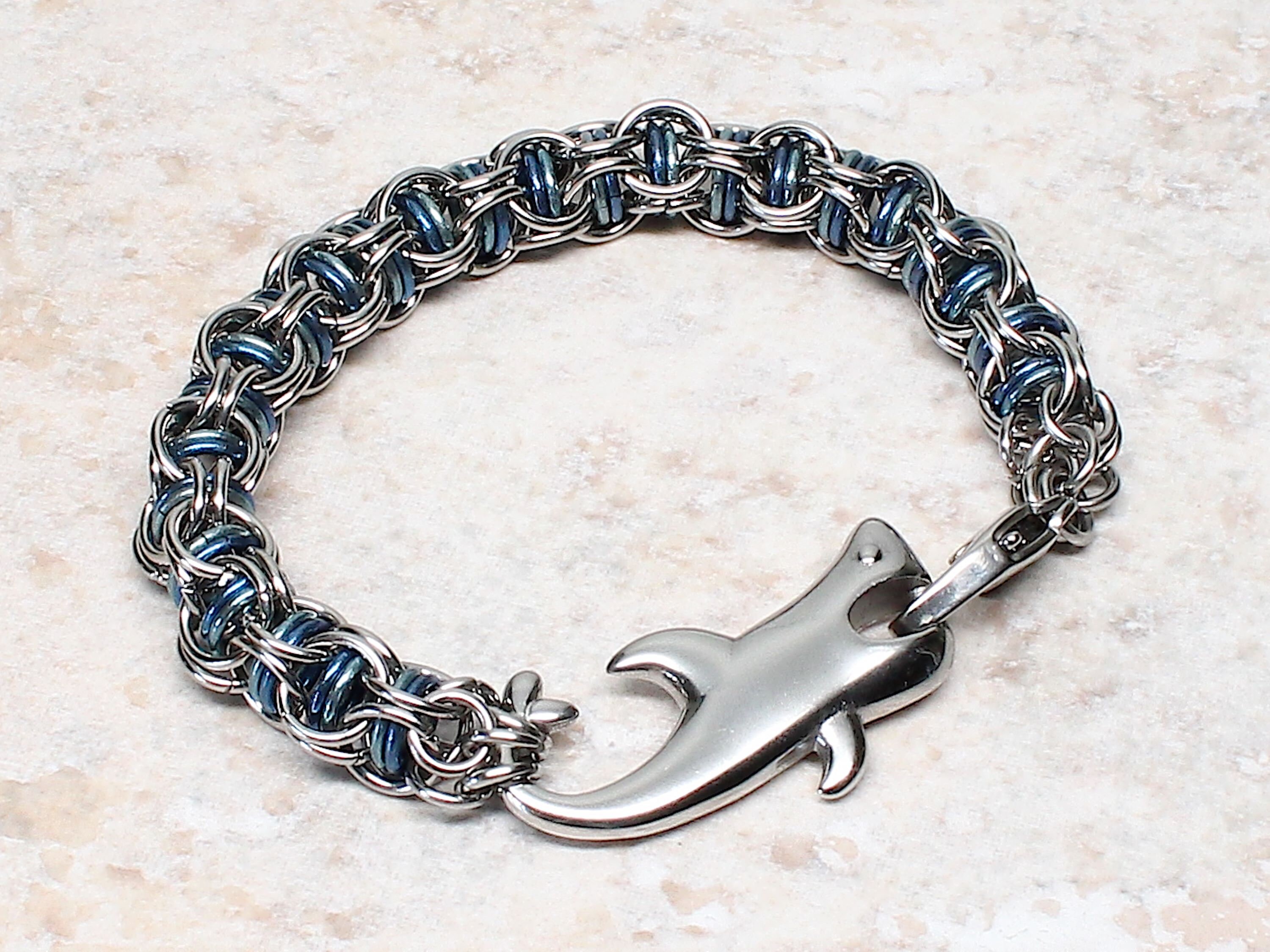 アクセサリー SHARK-BRACELET-SILVER Unique Gift Shark Bracelet, Mens Bracelet, 925 Silver Shark