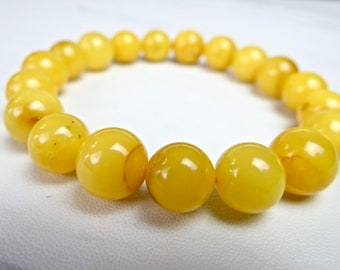 AMBER PENDANT Polished Yellow Egg Yolk Opaque Bead on Black Cord Unisex Jewelry 4g 11666