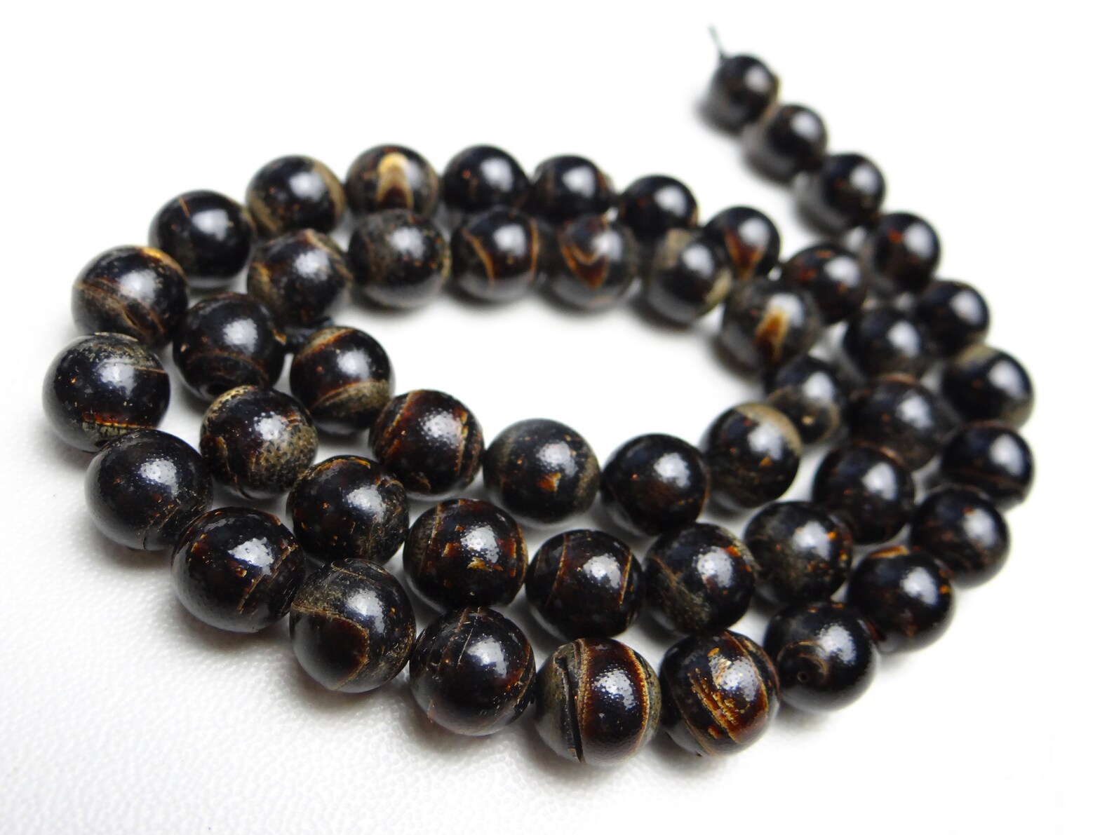 Natural Black coral smooth round beads 8mm16 Inches | Etsy