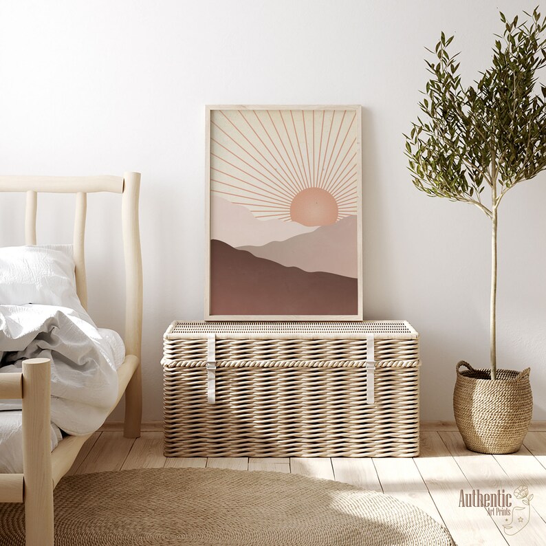 Retro Printable Line Art Instant Digital Download Sunrise Abstract Wall Art Neutral Wall Art Abstract Desert Mid Century Arch Print