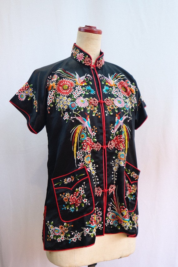 Vintage Embroidery Chinese Silk Shirt | Vintage 6… - image 3