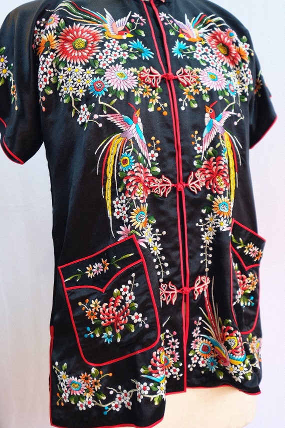 Vintage Embroidery Chinese Silk Shirt | Vintage 6… - image 4