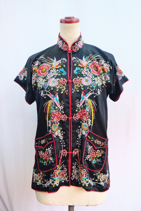 Vintage Embroidery Chinese Silk Shirt | Vintage 6… - image 2