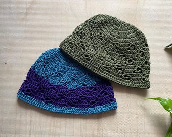 Gorro de punto de diamantes de ganchillo / Gorro de algodón ligero / Gorro de primavera/otoño