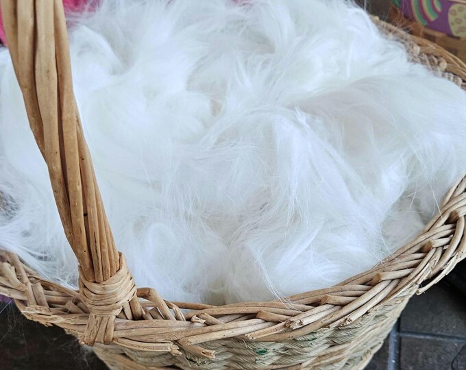 100% Pure White Angora Rabbit Hair Raw Fiber Yarn Spinning - Etsy