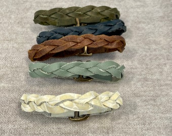 Leather bracelet, braided leather, leather braided bracelet