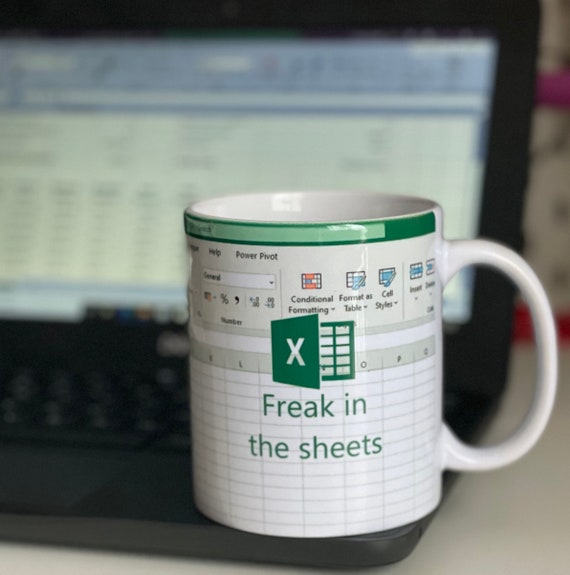 Excel Freak in the Sheets spreadsheet Mug – Personalised gift coffee and tea mug sublimation printed 11oz ceramic cup for office banter