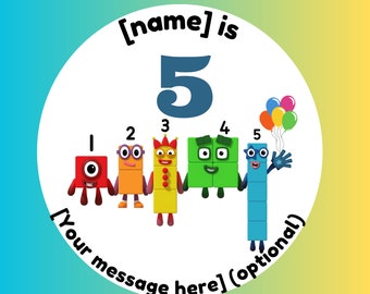 Personalised Number blocks stickers | Birthday age custom stickers. Goody bag thank you stickers| Favour stickers | Boy girl party stickers