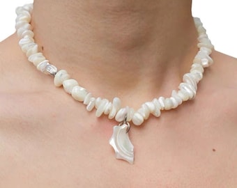 Handmade Shell Pearl Stone Necklace