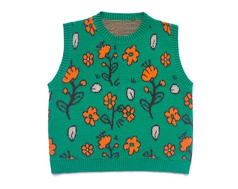 Floral pattern sweater vest