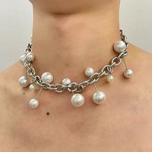 Pearl Punk Style Choker Necklace