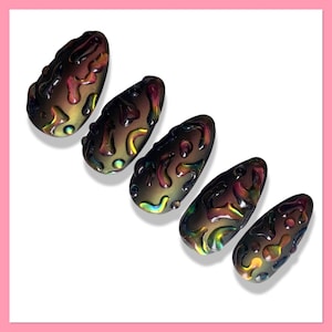 Chameleon Chrome Press On Nails | 3D Water Drop Nails | Wet Look Press Ons | Water Drop False Nails | Fall Nails | Fake Nails | Autumn Nails
