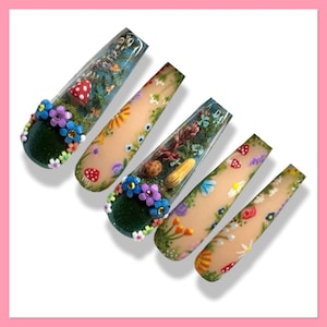 Unhas Press On Cottagecore | Unhas Press On Florais | Unhas Postiças Fairycore | Unhas Press On Forest | Unhas Fairy | Unhas Garden | Unhas Summer