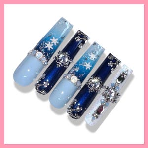 Winter Press On Nails | Snowflake Nails | Press On Nails | Press Ons | Snow Flake Nails | Fake Nails