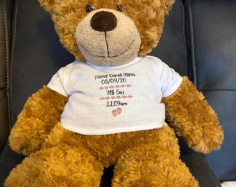 Personalised Teddy Bear T-Shirt, Custom Message Keepsake Gift.writing of your choice