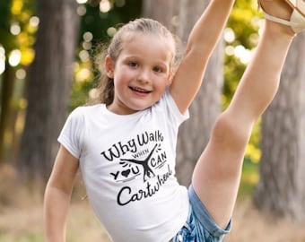 Girls Gymnastics T-Shirt, Custom Made, Cartwheel Design