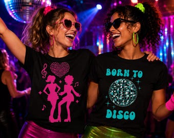 Ladies custom made fun Disco,80’s,90’s party T-shirts