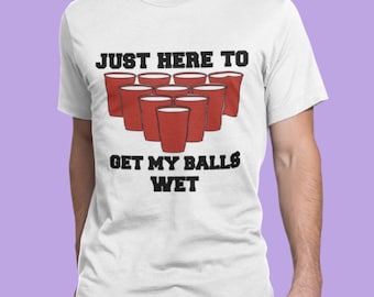 Mens beer pong funny rude joke tshirt.