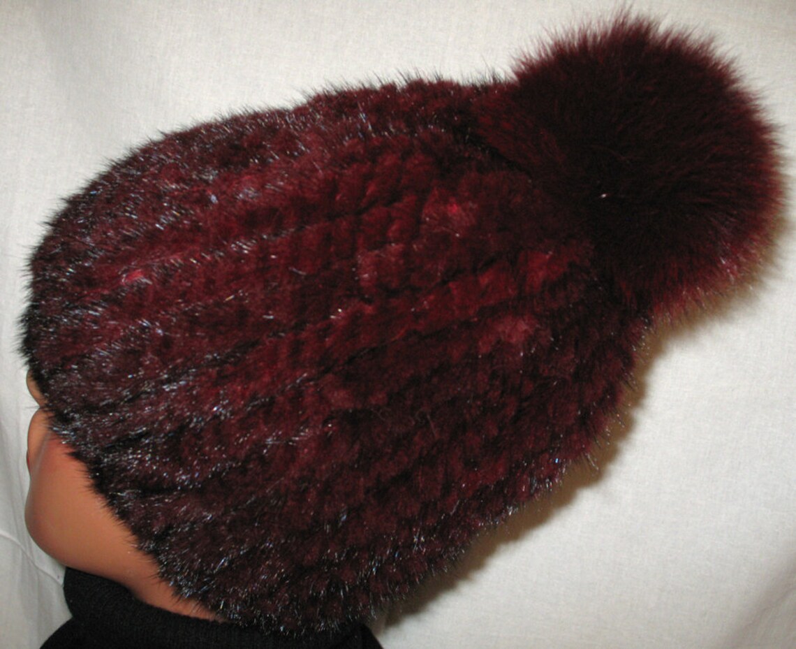 Beautiful Red Knitted Mink Fur Women's Winter Hat Fox Fur Etsy