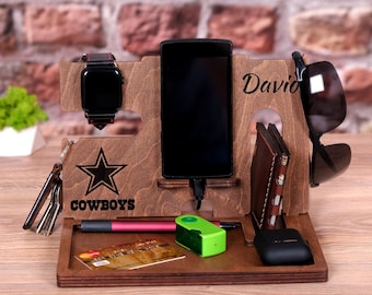 Stazione di attracco in legno, regalo da cowboy di Dallas per uomo, stazione di attracco da cowboy di Dallas, regali da cowboy, regalo per la festa del papà, regalo per l'anniversario