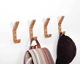 Scandinavian wooden wall hook set modern oak coat hooks for hallway entryway bathroom organization functional wall decor