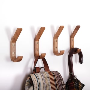 Scandinavian wooden wall hook set modern walnut coat hooks for hallway entryway bathroom organization functional wall decor