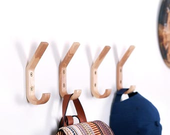 Wooden Wall Hooks – Modern Ash Wood Coat Hangers for Entryway, Farmhouse Style Decorative Wall Mount Hooks for Home Decor Gift