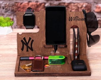 Regalo per uomo dei New York Yankees, regalo per la festa del papà, stazione di attracco in legno, regalo degli Yankees, cartello dei NY Yankees, regalo di compleanno per uomo