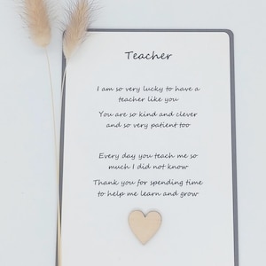 de remerciement pour professeur | Carte personnalisée pour professeur d'école | Cadeau personnalisé pour professeur