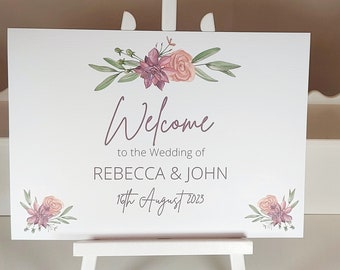 Floral Range Wedding Welcome Sign/ A3 Welcome Sign/ Linen Welcome Sign/ Wedding Decor