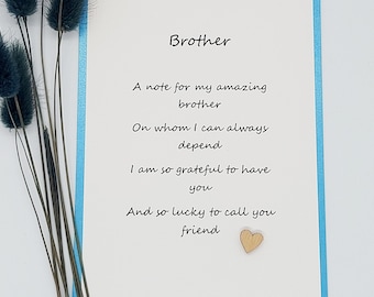 Brother Card/ Birthday Card for Brother/ Sentimental Keepsake for Brother/Brother's Wedding/ Thank You Brother