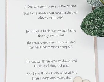 Card for Dad/ Dad Keepsake/ Dad Birthday/ Gift for Dad