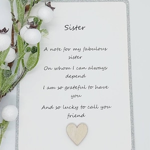 Sister Card/ Postcard Style Card for Sister/ Sister Poem/ Gift for Sister/ Special Sister/Sister Keepsake/Wedding Day/ Proud Sister