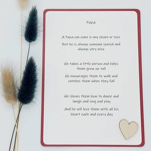 Grandparent Card/ Father's Day Card/ Grandpa Postcard Style Card/ Card for Papa/ Card for Grandad/  Grandpa Poem/Papa Poem/