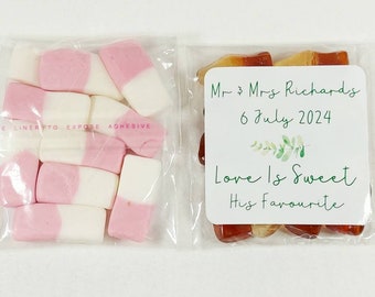 Wedding Sweetie Bag Favours/ His Favourite/ Her Favourite/ Personalised Wedding Favours/ Guest Favours